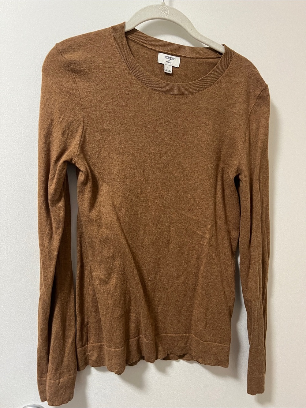 J. Crew Slim Crewneck Sweater in Warm Brown
